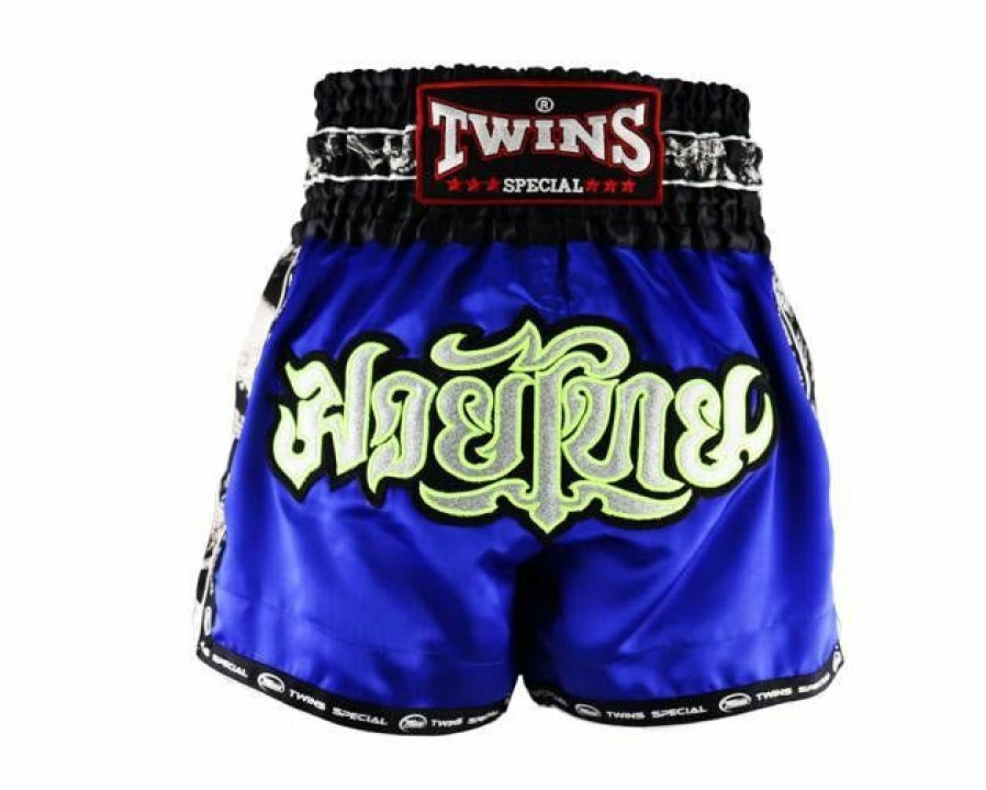 Muay Thai Shorts * | Fashionable Twins Special Twins Muay Thai Shorts Tbs-Skull Blue Grey