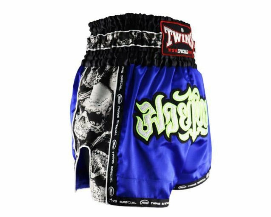 Muay Thai Shorts * | Fashionable Twins Special Twins Muay Thai Shorts Tbs-Skull Blue Grey