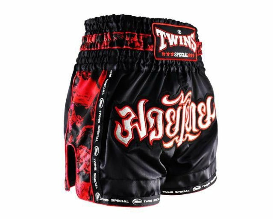 Muay Thai Shorts * | Fashionable Twins Special Twins Muay Thai Shorts Tbs-Skull Red Black