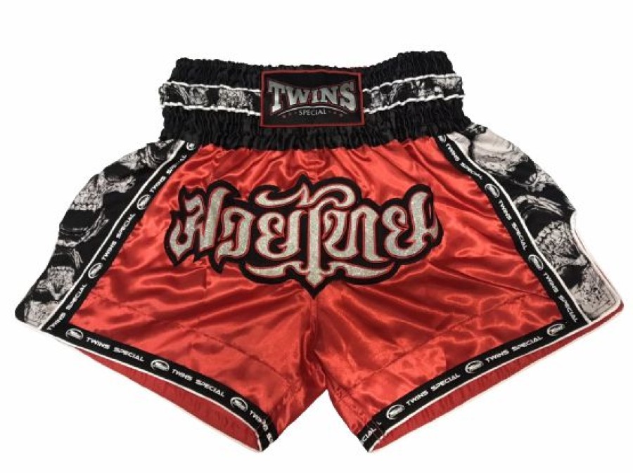 Muay Thai Shorts * | Lower Price Twins Special Twins Muay Thai Shorts Tbs-Skull Red