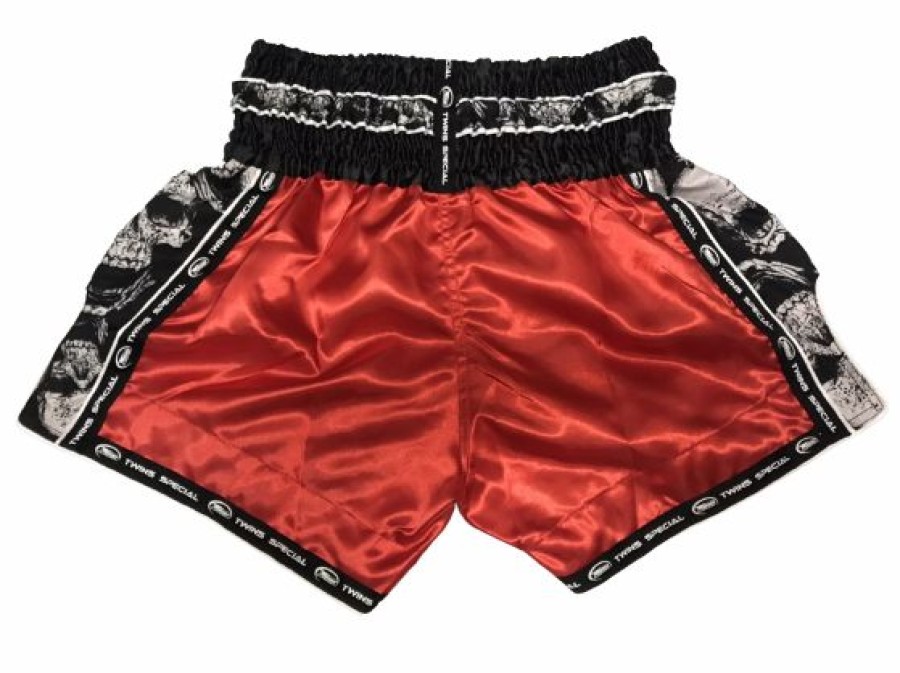 Muay Thai Shorts * | Lower Price Twins Special Twins Muay Thai Shorts Tbs-Skull Red