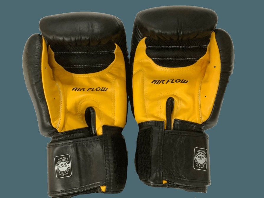 Boxing Gloves * | Cheap Twins Special Boxing Gloves Bgvla2 Air Flow Ye/Bk/Bk Black Front