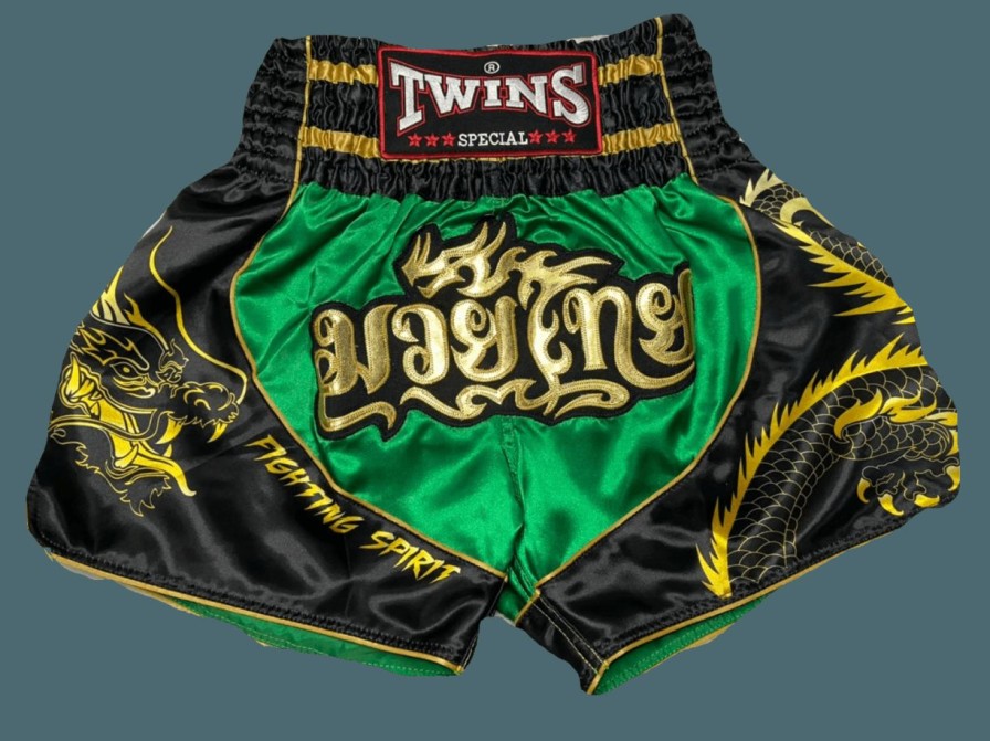 Muay Thai Shorts * | Special Offers Twins Special Shorts Tbs-Dragon3 Bk/Gn