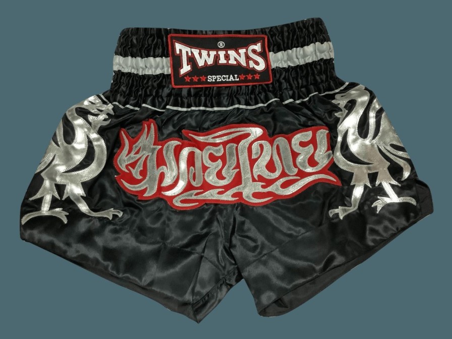 Muay Thai Shorts * | Online Sale Twins Special Shorts T-153 Black Silver