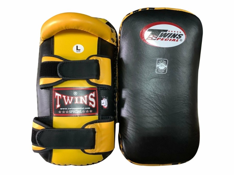 Thai Pads * | Clearance Sale Twins Special Kpl10 Black/Yellow Kicking Pads