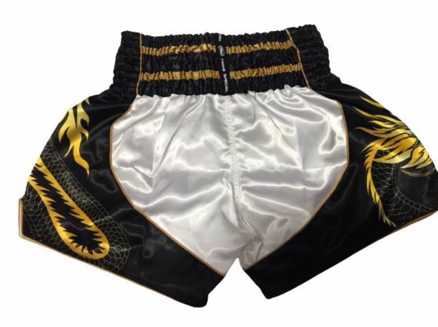 Muay Thai Shorts * | Lower Price Twins Special Shorts Tbs-Dragon 3 White Black