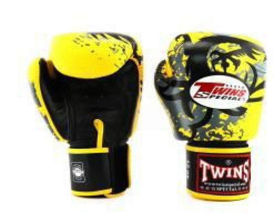 Boxing Gloves * | Special Offers Twins Special Boxing Gloves Fbgvl3-38 Black Yellow